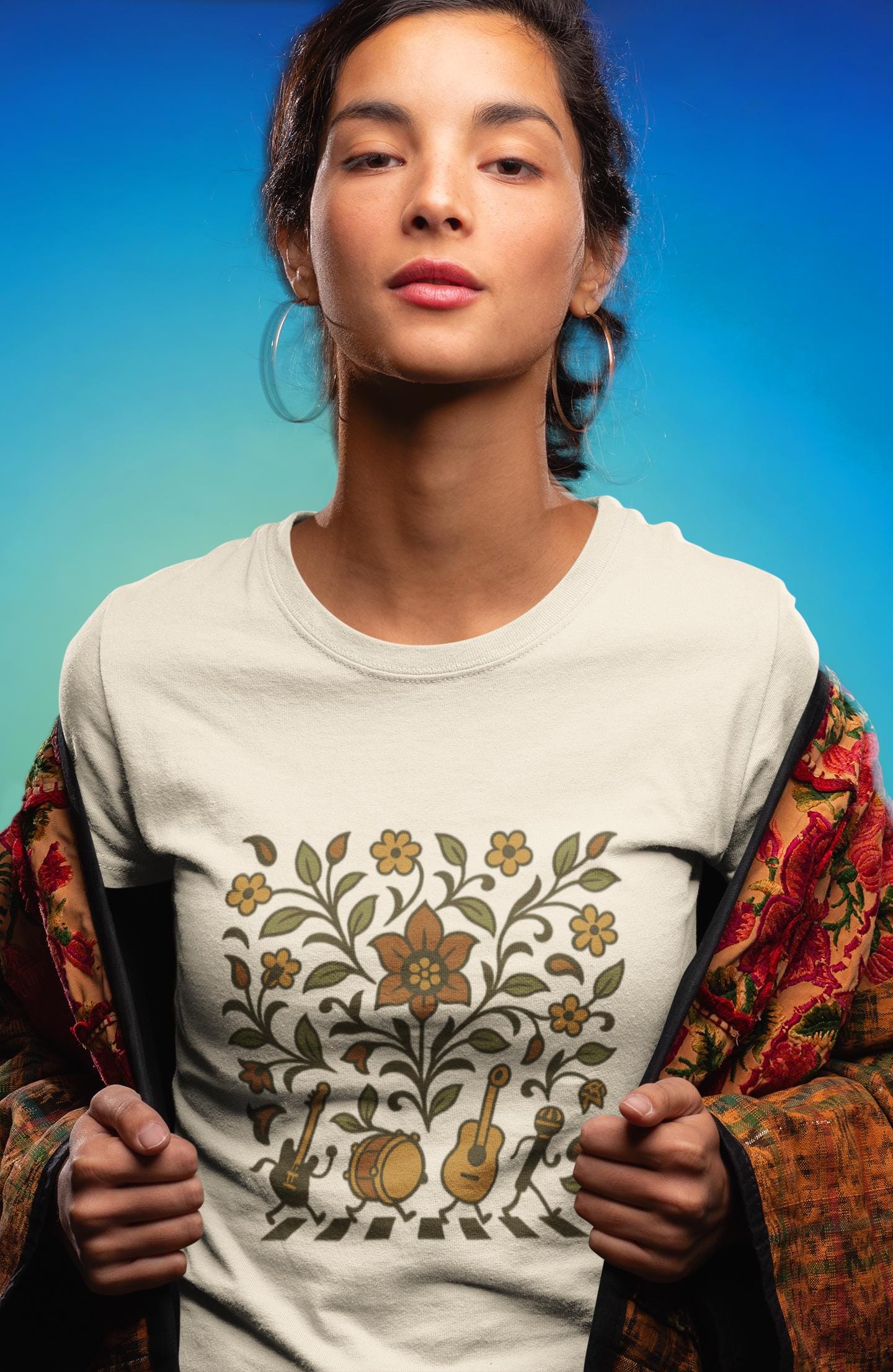 vintage Floral Music T-Shirt