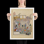 Persian Miniature Wall Art – Bahram Gur Slays the Rhino-Wolf | Shahnameh Illustration Print