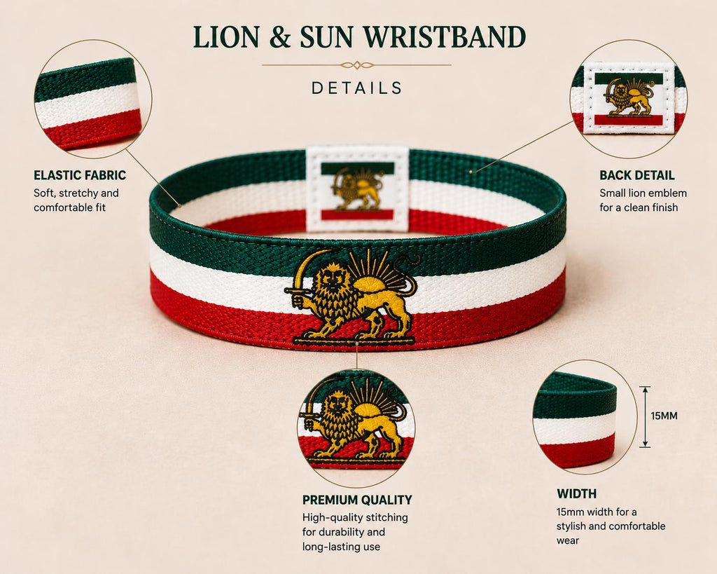 Lion and sun Elastic Fabric Wristbands | Stretch Fabric